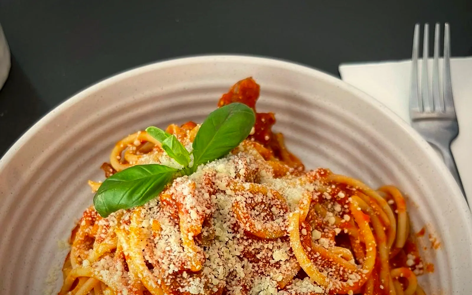 Italian pasta plated for dinner service at Stone Milled